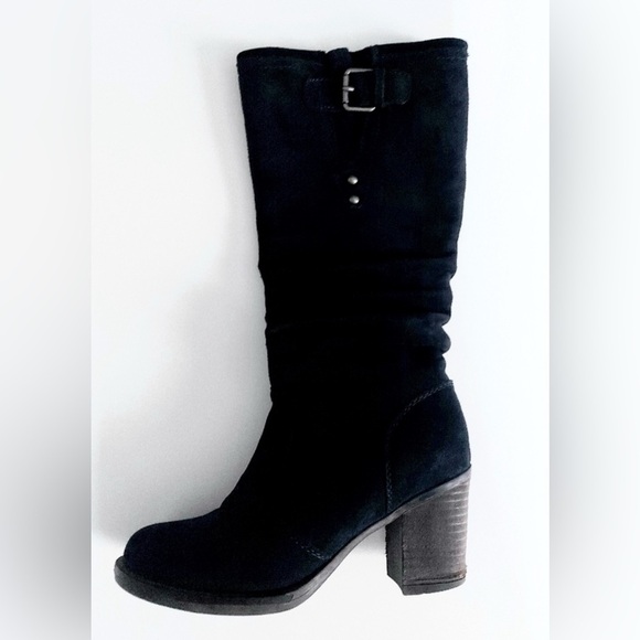 Women Black Suede Boots - Picture 1 of 13